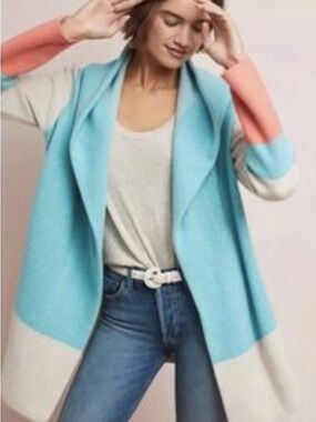 Anthropologie Field Flower 100% Wool Alpine Colorblock Women's Sweater Sz M